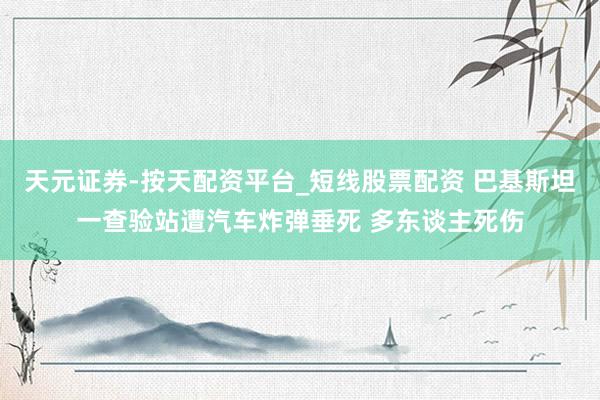 天元证券-按天配资平台_短线股票配资 巴基斯坦一查验站遭汽车炸弹垂死 多东谈主死伤
